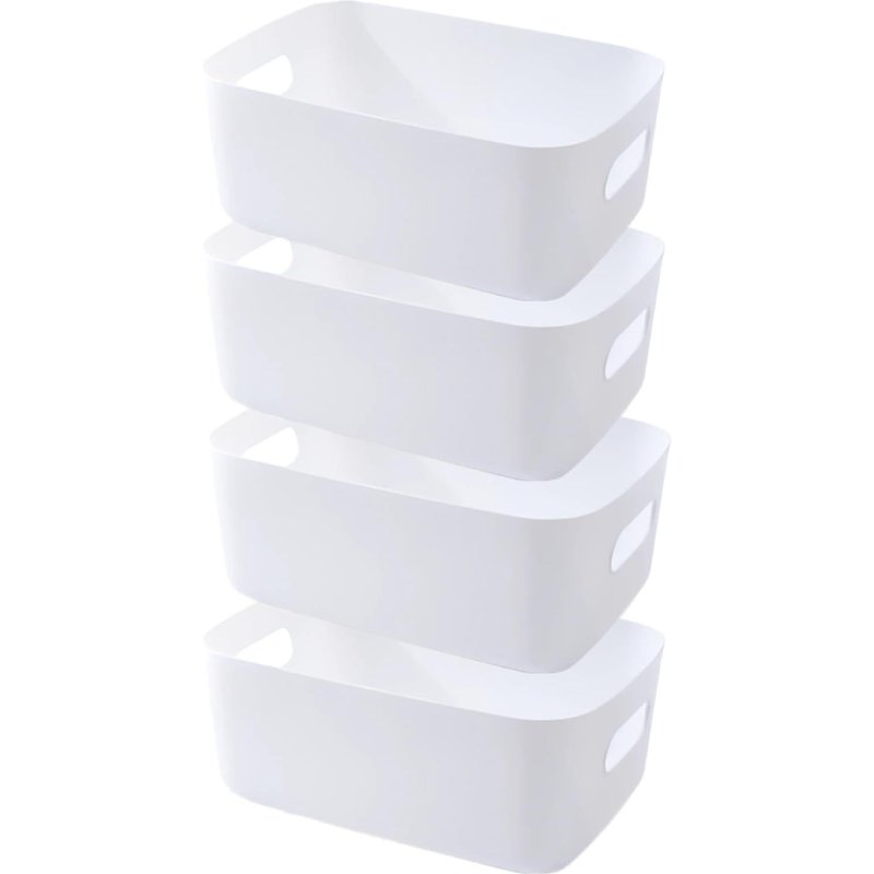 SUBZONAL-4 Boite Rangement Plastique,Panier Rangement Plastique,Paniers et Boîtes de Rangement,Caisse Rangement Plastique,Panier de Rangement de Haute Qualité pour Bain,Cuisine (Blanc, 20×15×7 cm)
