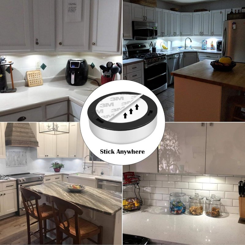 Subzonal-Veilleuses Lampe Led 6pcs Lampe Spot Led Autocollant Éclairage Supplémentaire Pour Placard Escalier Miroir Cuisine Vitrines Cabinet