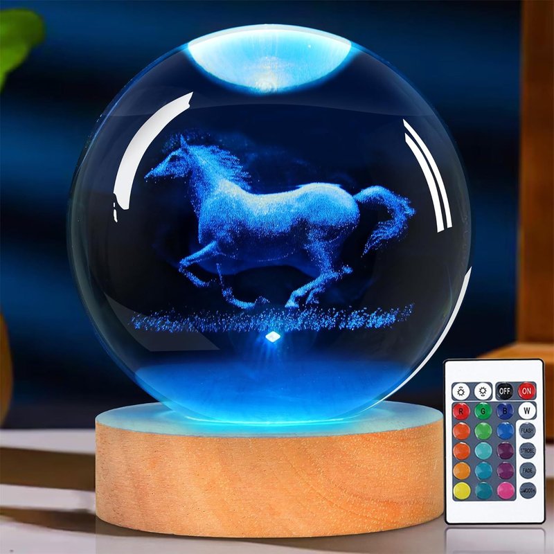 Subzonal-Boule De Cristal En Forme De Cheval - Veilleuse Pour Chambre D'enfant - Jolie Décoration De Chambre - Avec Télécommande - 16 Couleurs - Intensité Variable - Cadeau Pour Les Amateurs De Cheva