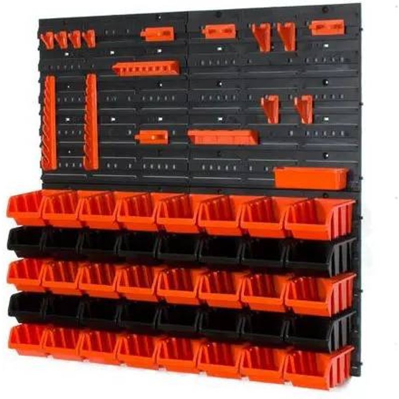 Table d'atelier pour outils 80 x 80 cm 40 bacs V25