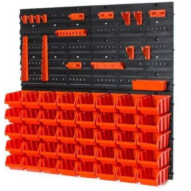 Table d'atelier pour outils 80 x 80 cm 40 bacs V38