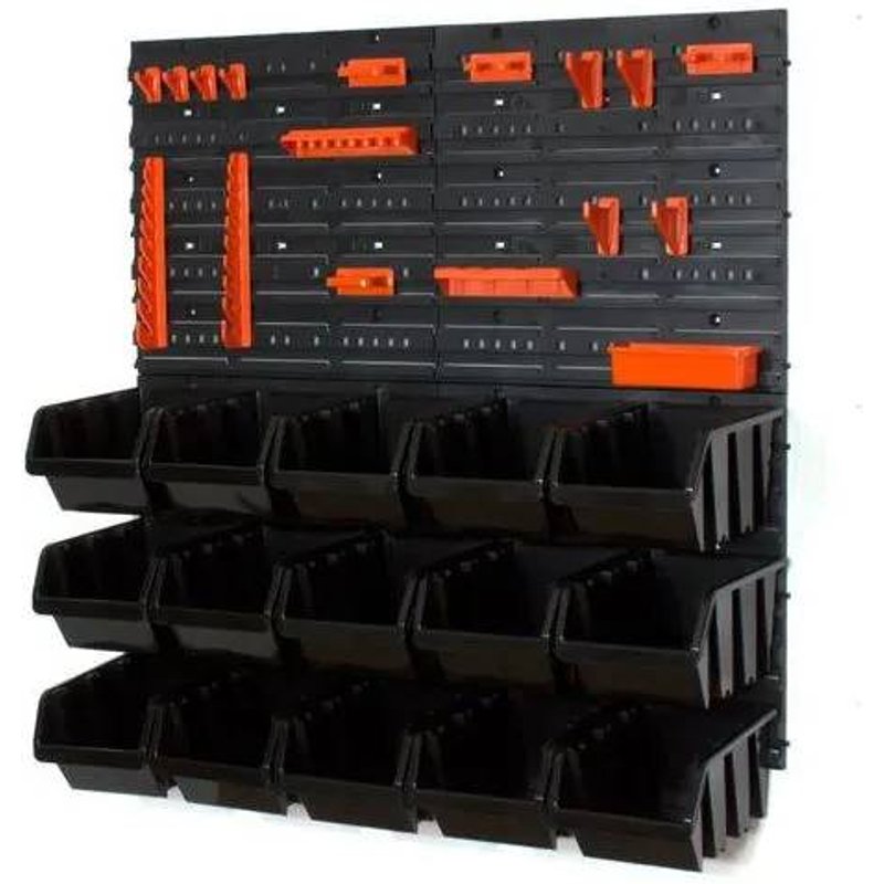 Tableau d'atelier pour outils 80 x 80 cm 15 bacs V21