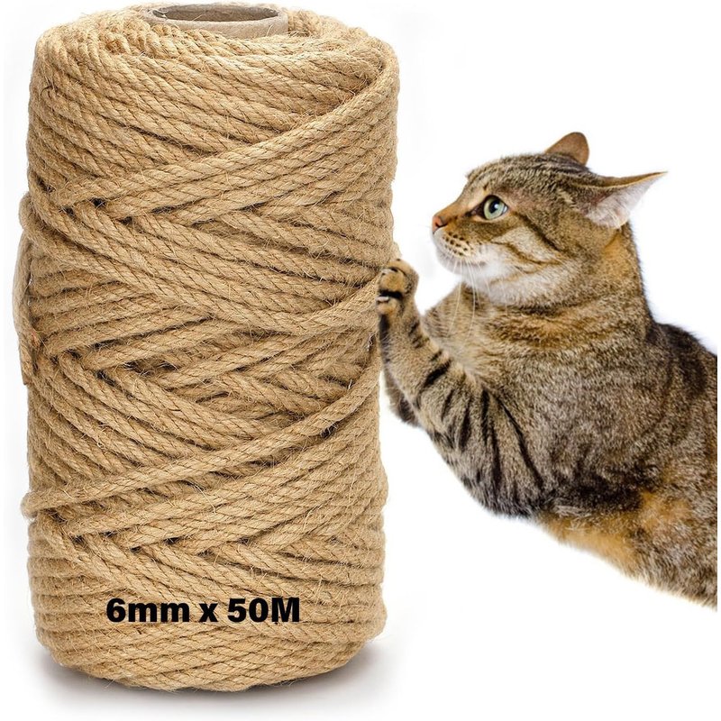 Subzonal-Corde En Sisal Pour Arbre À Chat De 6 Mm X 50 M, Corde Arbre A Chat Scratch Pilier, Corde En Chanvre Naturel 6mm, Décoration De Jardin Et Maison