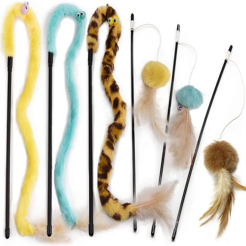 Subzonal-Ktl Jouets Pour Chats, Jouets À Plumes Pour Chats, Jouet Pour Chat Interactif, Baguette Pour Chaton Avec Cloche (Lot De 6)