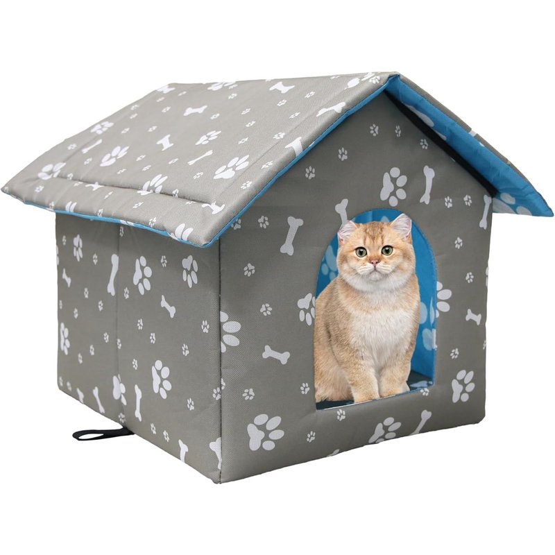 Subzonal-Niche D'extérieur Pour Chat Facile À Laver Pliable Avec Coussin Amovible Résistant Aux Intempéries Abri Maison Pour Chats Imperméable 40x38x35cm