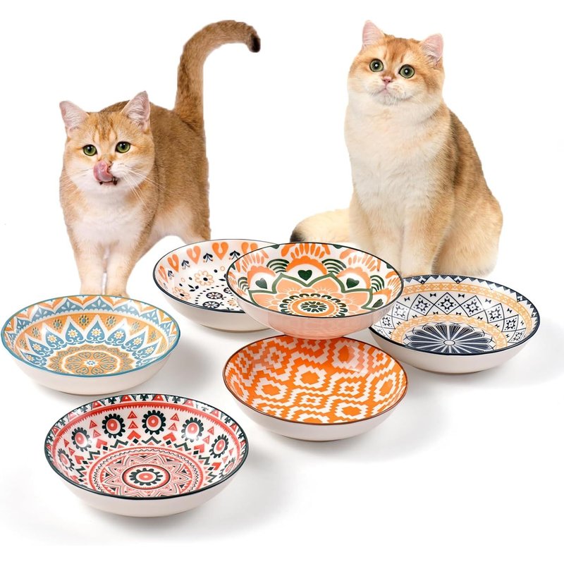 Subzonal-Gamelle Chat Ceramique Gamelle Chat 6 Pièces Colorés Gamelles Pour Chats 14 Cm 250 Ml Mignon Gamelle Pour Chat Gamelle Pour Chat Gamelle Chaton Bol Chat Assiette Chat Pour La Nourriture Et L