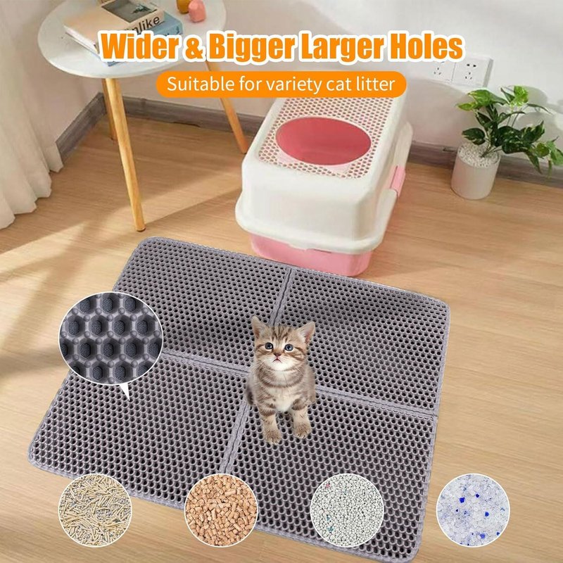 Subzonal-Tapis Litiere Chat 76x61 Cm Double Couche, Tapis De Litière Pour Chat Design Nid D'abeille, Pliable Et Facile À Porter, Pliable, Facile À Aplatir, Facile À Transporter