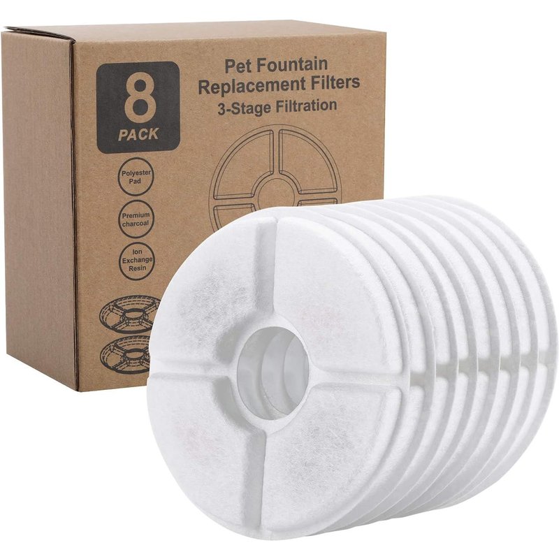 Subzonal-Filtre De Fontaine D'eau, Filtrage Quadruple, 13cm, Lot De 8 Filtres De Rechange Pour Fontaine À Eau Pour Chat - Filtre À Eau Potable En Résine Et Charbon Actif
