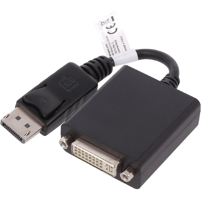 Adaptateur DisplayPort male vers DVI-I femelle 150mm noir