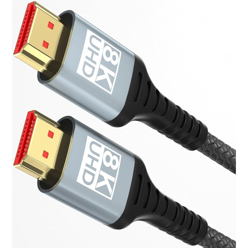 Cable HDMI,8K 1Mètre Câble HDMI 2.1 Ultra Haute Vitesse 8K@60Hz 4K@120Hz 7680P Supporte HDR10 eARC 3D HDCP 2.2 & 2.3 cable hdmi Compatible avec PS5/4 X-Box HDTV Blu-ray Player/Moniteur/Laptop