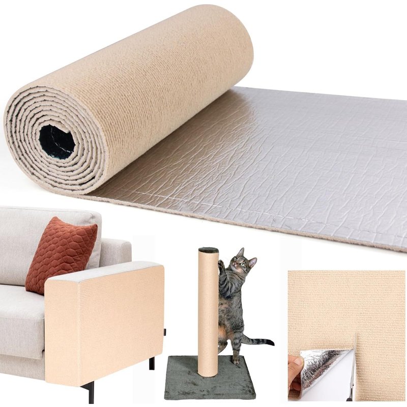 Subzonal-Tapis Griffoir Pour Chat 200 X 40cm Kaki, Grattoir Chat Canapé, Tapis À Gratter Autocollant Pour Chat Trimmable, Diy Protege Canape Griffe Pour Protège Canapés Meubles Porte Mur
