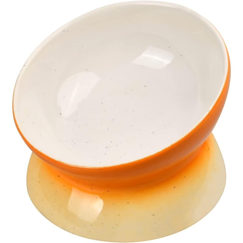 Subzonal-Bol En Céramique Gamelle Pour Chat Inclinés Bols De Nourriture Chat Gamelle Chat Surélevée En Céramique Plat Pour Chats En Porcelaine Inclinée Gamelle Pour Chats Ou Chiens (Orange)