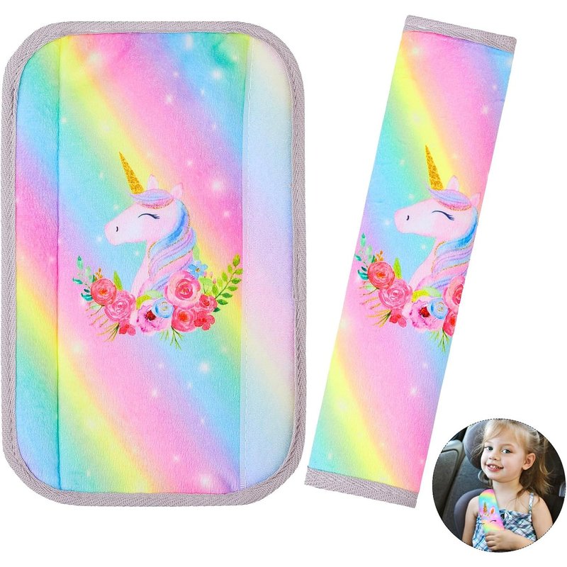 Subzonal-Voiture Protège Ceinture, Coussin Ceinture De Sécurité Amovible, 2pcs Siege Auto Confort Pads Voyage,Multicolor