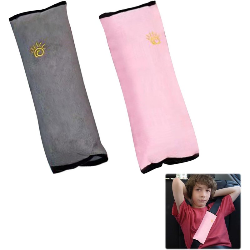 Subzonal-2 Pièces Coussin De Siège D'enfant, Protection De Ceinture De Sécurité Pour Enfants, Coussin De Siège D'auto Pour Enfants, Coussin De Siège D'auto Pour Enfants (Rose + Gris)