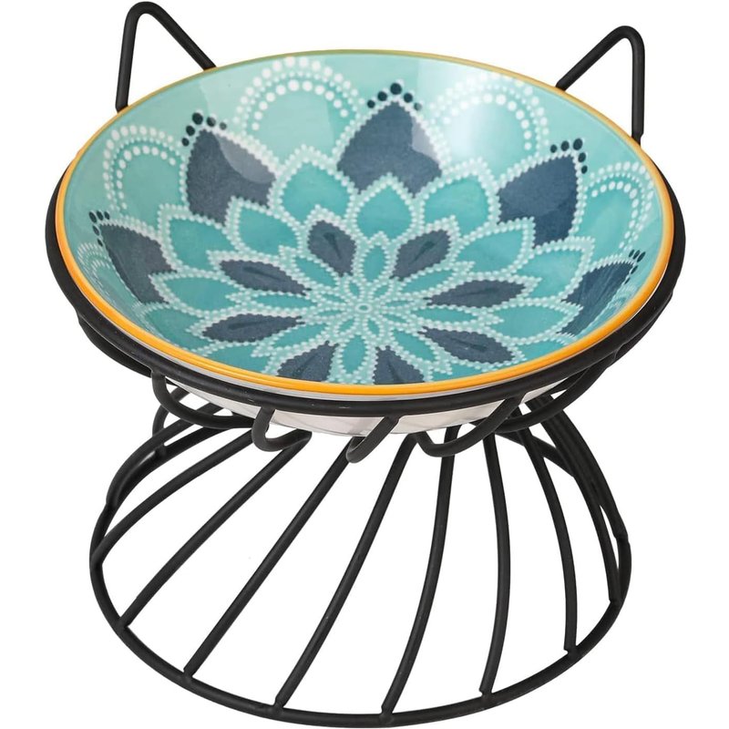Subzonal-Gamelle Pour Chat Surélevée - Bol Chat Ceramique Avec Support En Métal Antidérapant - Anti Vomissement - Confortable Repas - 250 Ml