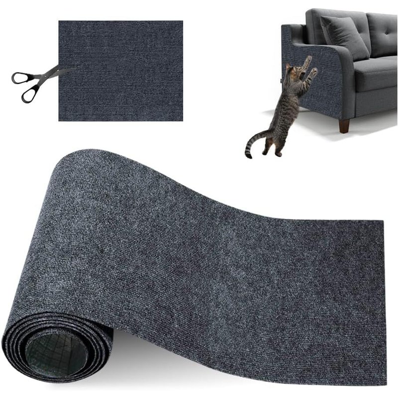 Subzonal-Griffoir Chat Canapé 40 X 200 Cm,Protection Canapé Chat Anti Griffe,Tapis Griffoir Chat Adhesif,Protecteur De Rayure De Chat,Tapis À Gratter Autocollant,Protege Canape Griffe Chat-Gris Foncé