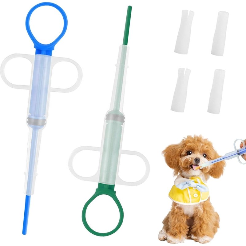 Subzonal-Lot De 2 Pilules Professionnelles Pour Chats Et Chiens, Avec Pointe En Silicone Souple Pour Médicaments D'animaux De Compagnie Sans Stress (Vert + Bleu)