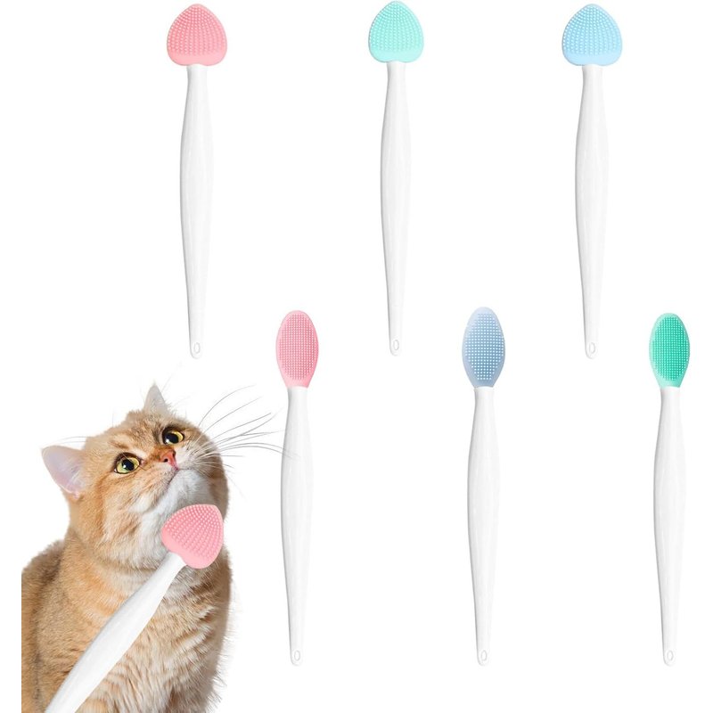 Subzonal-6 Pièces Brosse De Nettoyage Du Menton Pour Chat,Brosse En Silicone Pour Nettoyer Le Menton Des Chats,Élimine En Douceur Les Points Noirs Du Menton Des Chats