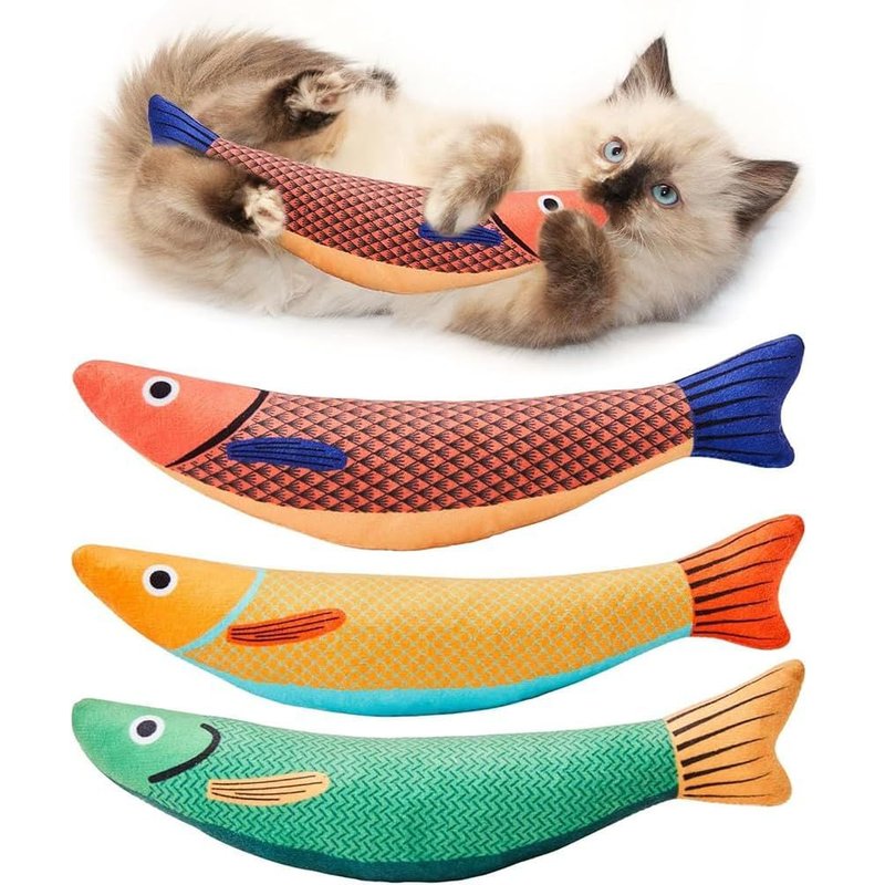 Subzonal-Paquet De 3 Jouets Pour Chat, Poisson Pour Chatjouet Pour Chat Interieur Saury Herbe À Chat Doux Et Durable Jouet Interactif Pour Donner Des Coups De Pied De Chat