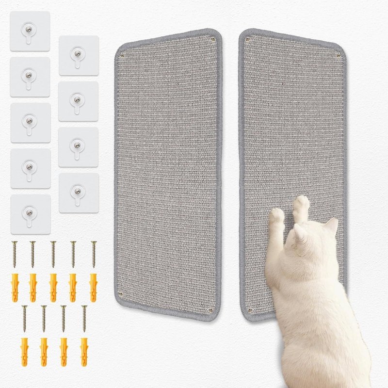 Subzonal-2 Pièces Tapis Griffoir Pour Chat, 56x28cm Tapis Griffoir Chat En Sisal Naturel,Tapis À Gratter Sol Antidérapant,Coussinets De Protection Pour Meubles Et Canapés, Gris