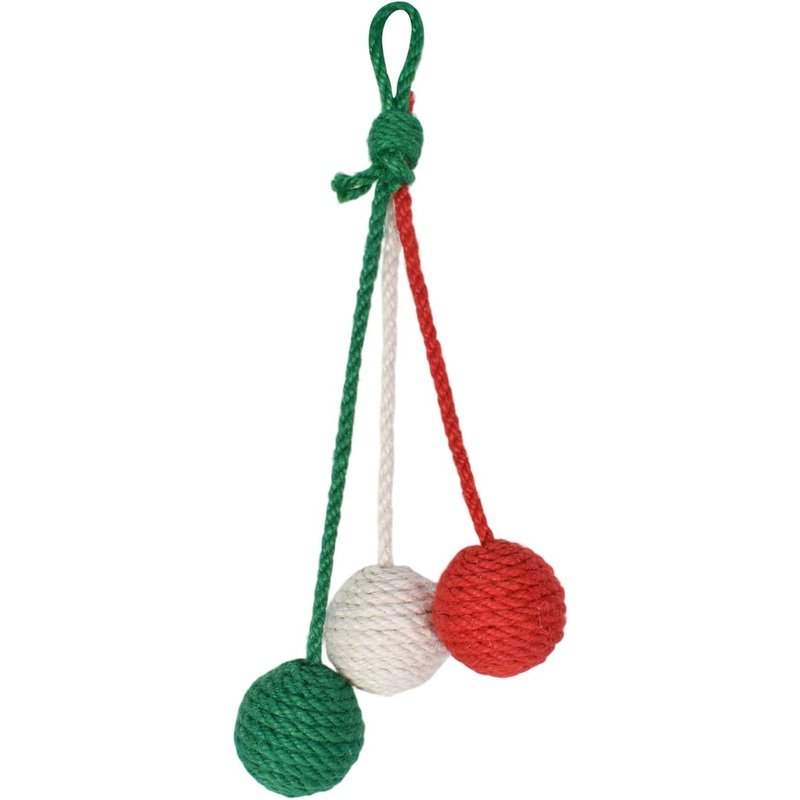 Subzonal-Jouet De Balle En Sisal, Balles En Sisal Pour Chat, Jouet Interactif En Sisals, Jouets Interactifs Suspendus Balle Chat Pour Jeux Intérieurs Mastication Grattage (Rouge, Vert, Blanc)