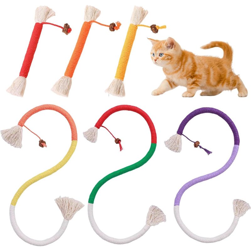 Subzonal-Lot De 3 Longues Cordes Molaires À L'herbe À Chat - 3 Cordes Courtes À Mâcher Pour Chat - Jouet À Mâcher Pour Chat - Corde En Coton - Jouet Pour Chat