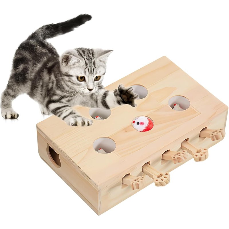 Subzonal-Jouet Interactif Pour Chat En Bois - Jouet Interactif 3 En 1 Pour Chat - Jouet Interactif Pour Chat - Jouet Interactif Pour La Chasse Et Le Jeu