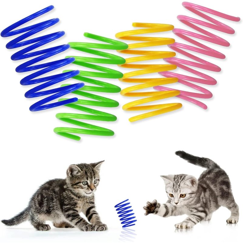 Subzonal-Lot De 20 Jouets Pour Chat - Plumes En Spirale - Jouets Pour Animaux De Compagnie - Jouet Interactif Coloré En Plastique Pour Animaux De Compagnie