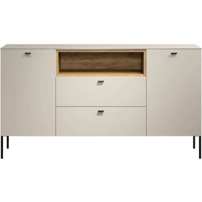 Buffet - Sao Paulo - Cachemire / ChĂȘne Blond - 2 Portes, 1 Niche, 2 Tiroirs - 154 X 42 X 85 Cm - Trendteam