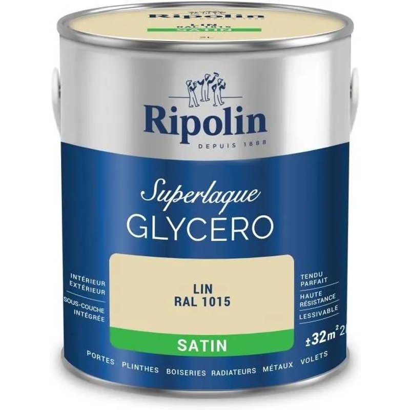 Laque glycéro lin RAL 1015 satin - RIPOLIN - 2 L