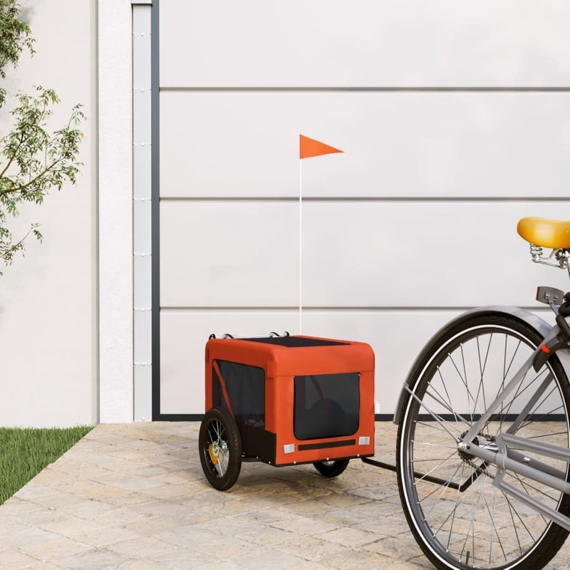Vidaxl Remorque De Vélo Pour Animaux De Compagnie Orange Et Noir