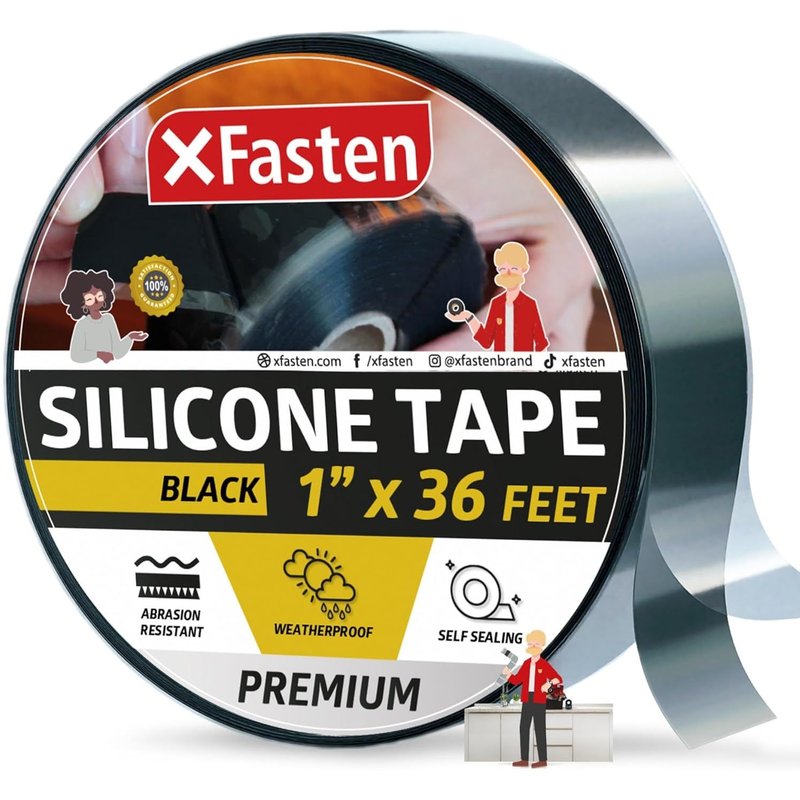 Ruban de réparation en silicone,1 pouce x 36 pieds (25.4mm x 10.97m) (noir)