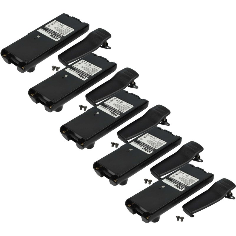 vhbw 5x Batterie remplacement pour BP-209, BP-211, BP-210N, BP-209N, BP-210 pour radio talkie-walkie (2300mAh, 7,2V, NiMH) - avec clip de ceinture