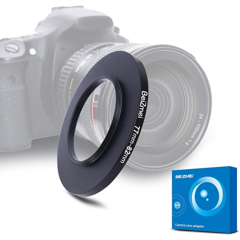 77mm to 82mm adapter filter compatible with all 82mm UV,ND, CPL lenses, filter, 77mm lens to 82mm camera filter (77-82mm)