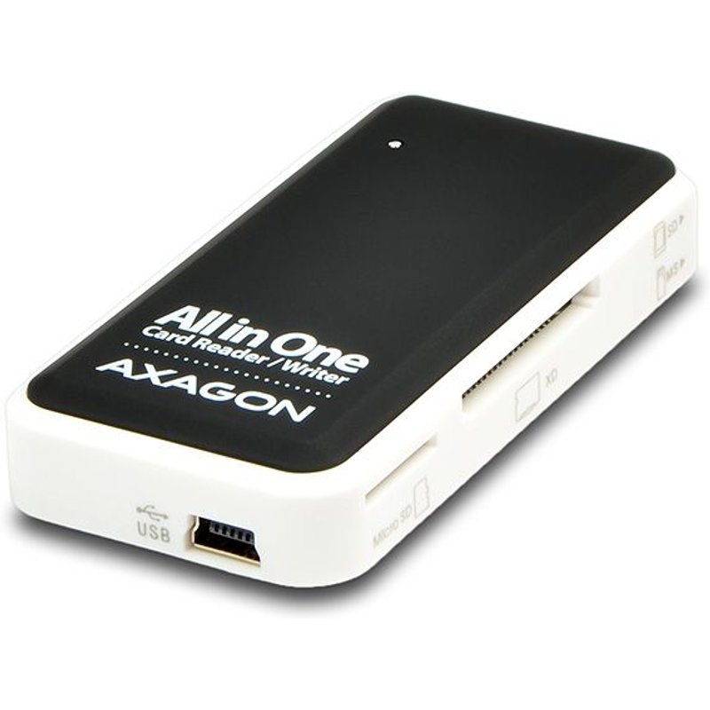 Axagon CRE-X1 lecteur de carte mémoire USB 2.0 Noir, Blanc
