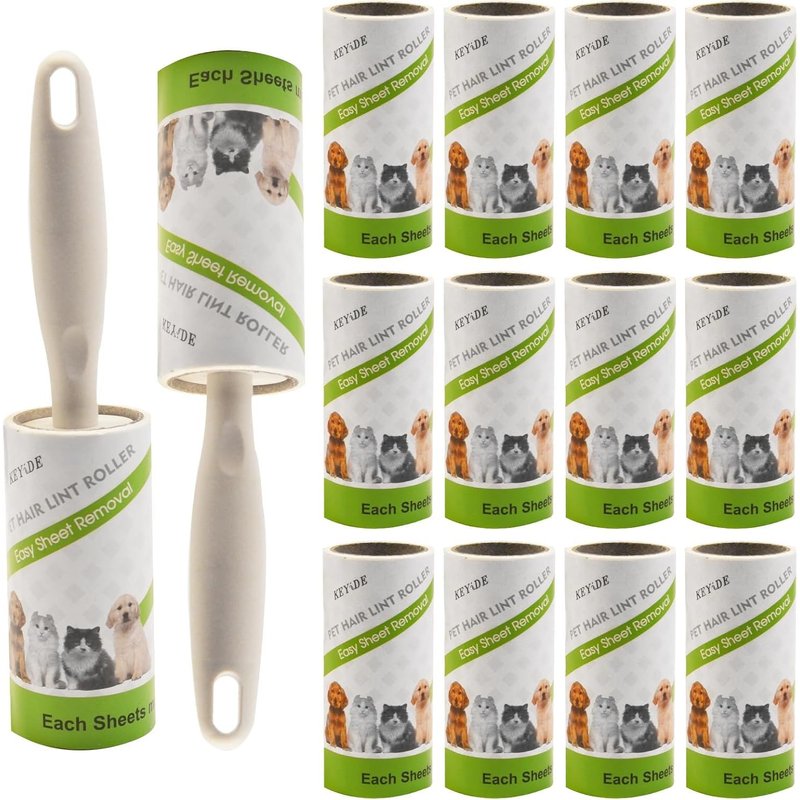 Kalanka-Rouleau Poils Animaux,Rouleau Adhesif Vetement,Pour Vêtements, Cheveux, Canapé, Lit, Poils De Chat Et Chien(14 Rouleau+2 Poignée)