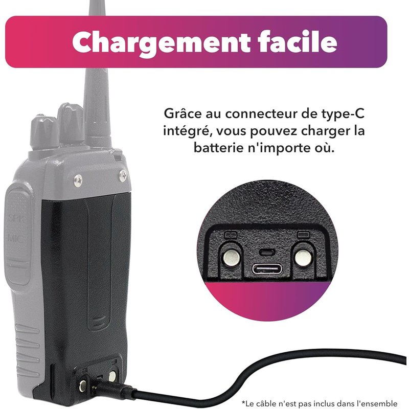 Battery for BF-888S 1500mAh USB-C Walkie Talkie