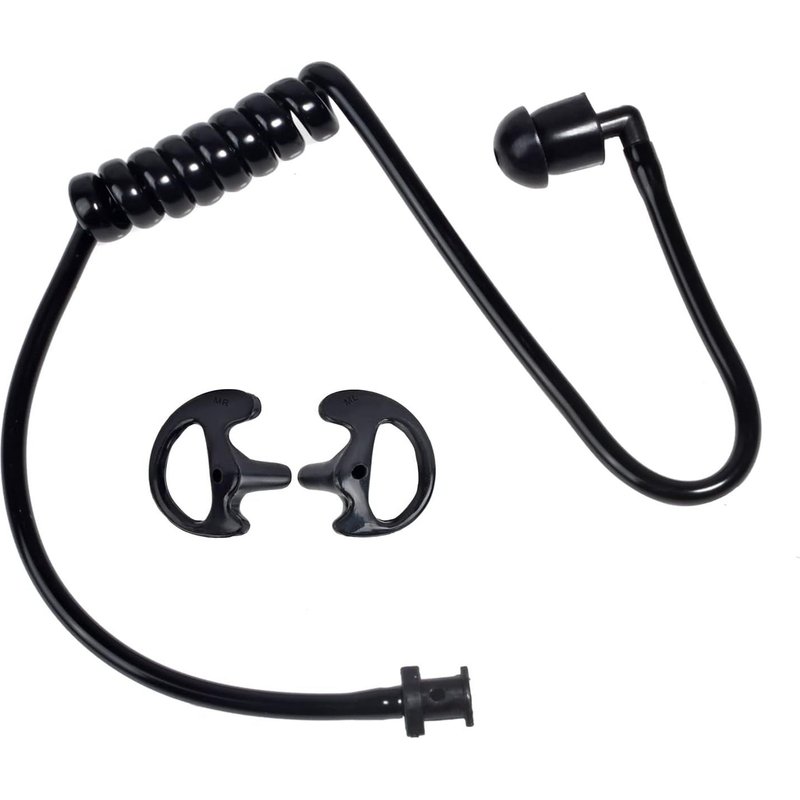 Clear Replacement Acoustic Tube with Soft Silicone Earbuds for Motorola Kenwood Two-Way Radio Walkie Talkie Headset Kit (Black) B05/TUBE01+ME