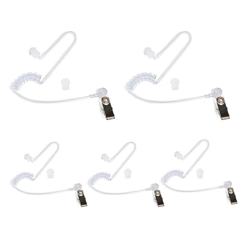5 Pack Replacement Acoustic Tube for Walkie Talkie with In-Ear Mushroom Earphone for Motorola Kenwood Icom Security