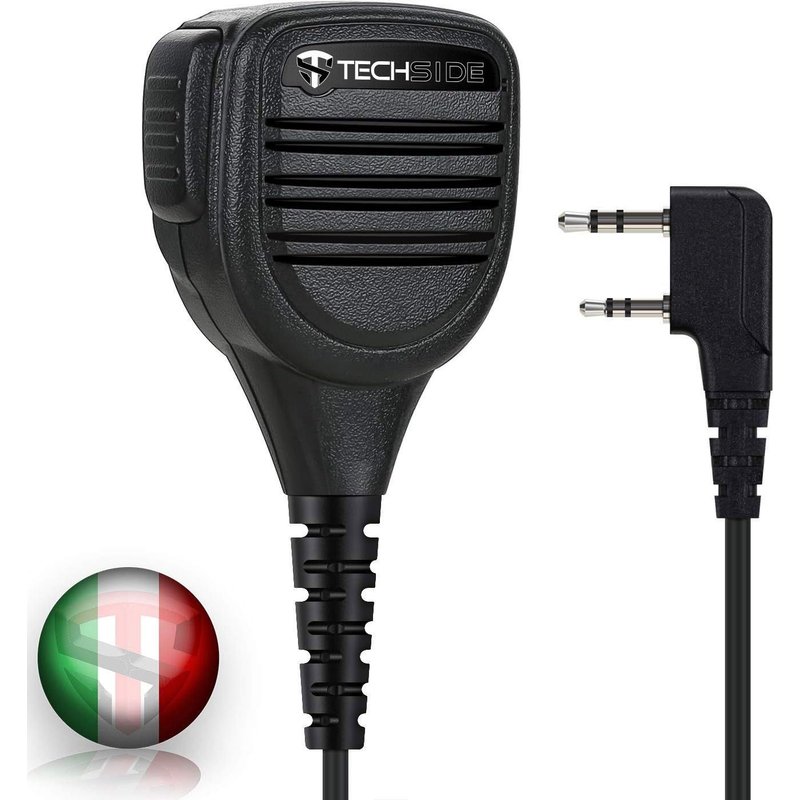 Microphone Speaker IP54 with PTT Compatible with UV 5R Radio CB Midland 2 Pin Kenwood Midland G10 G11 Clip 360°Jack 3.5mm Walkie Talkie Professional Long Range