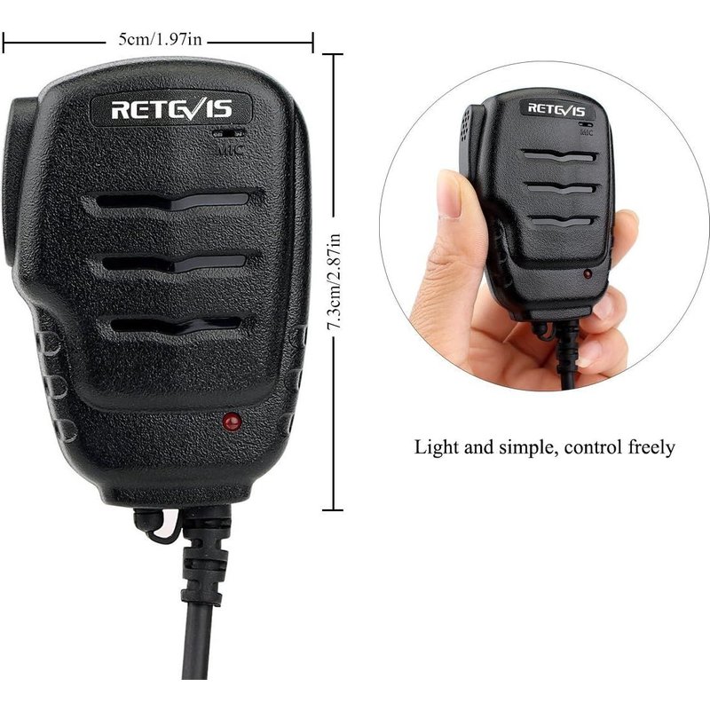 RS111 Walkie Talkie Speaker Microphone 2 Pin Compatible with RT24 RT27 RT22 RT3S RT5 RT5R RT28 UV-5R BF-888S Kenwood WOUXUN TYT (1pcs)