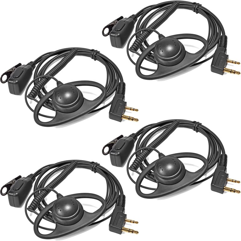 Oreillette Walkie Talkie avec Micro Casque Compatible avec UV5R 888S UV-82HP Kenwood 2 Way Radio pour Sécurité Bodyguard Outdoor (D Forme,4)