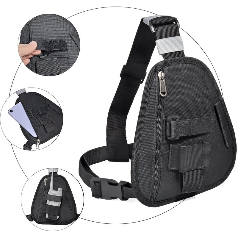 Chest-Harnik-Compatible with Motorola Uniden Kenwood ICOM-Walkie Talkie-Portable Vest-Chest Pocket-Adjustable Elastic Band (Medium,Black & Orange),Black,Briefcase