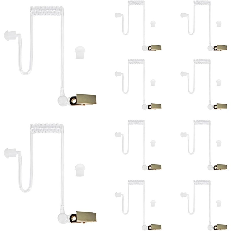 Replacement Covert Acoustic Air Coil Audio Tube Compatible with Retevis Motorola Kenwood Walkie Talkie,with Clip,Safety Earphone (Pack of 10,Clear)