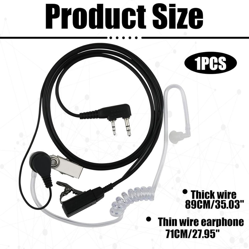 Walkie Talkie Headset,Walkie Talkie Headset,2 Pin Headset Headset Compatible with Kenwood UV5R 888S RT24 RT27 HESENATE HT999 Two-Way Radio