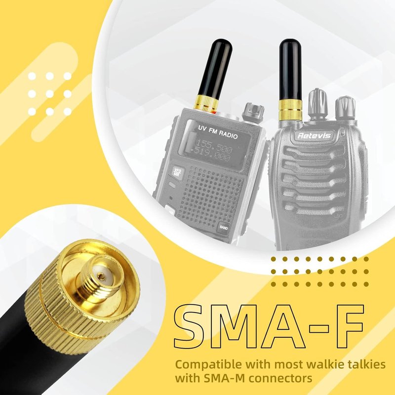 RT805s Walkie Talkie Antenna Short Antenna SMA-F Dual Band VHF/UHF Antenna Compatible with Walkie Talkie RT5R RT5 RT21 H777 UV-5R UV-5RA UV-5RB UV-5RC BF-888S (1pcs)