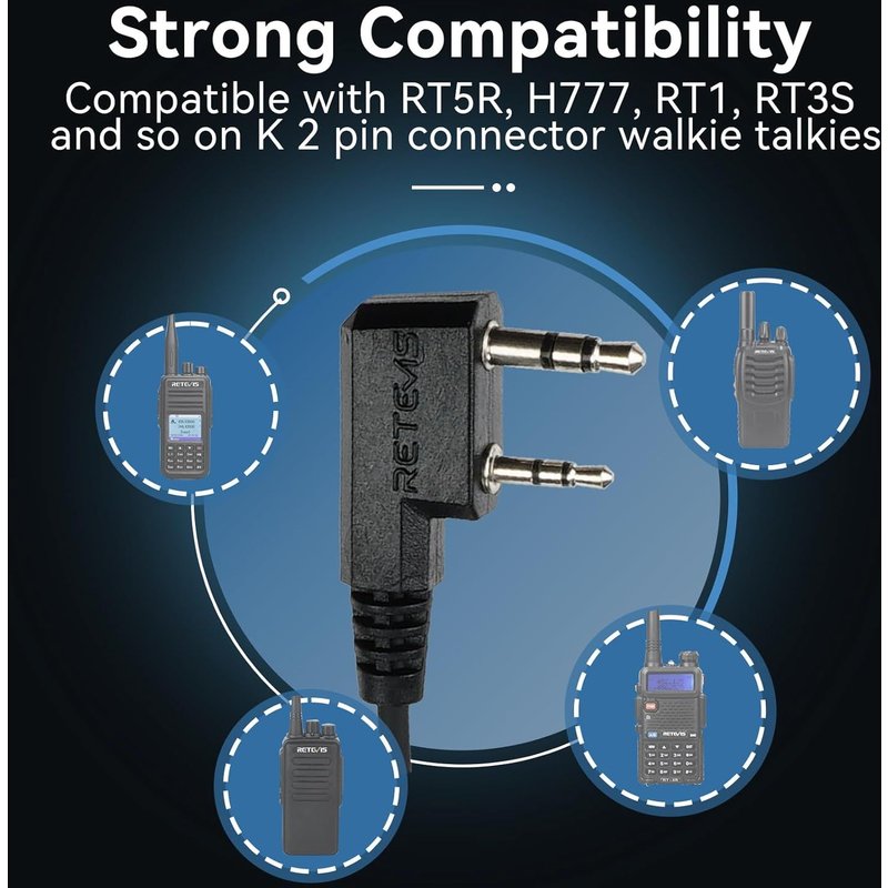 2 Pin G-Shape Radio Earpiece Radio for Walkie Talkie with PTT Mic Compatible with Kenwood RT24 RT27 RT622 Two-Way Radio (2 Pcs)