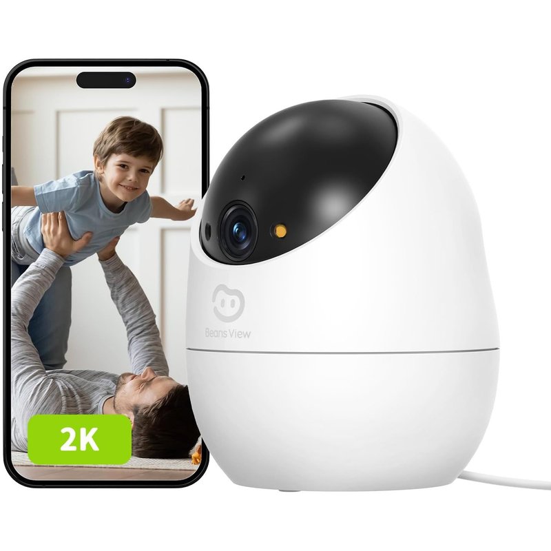 2K Indoor Security Camera,360° Panorama,Night Vision,Wi-Fi Surveillance Camera for Baby/Dogs/Cats,Auto Human Motion Detection and Tracking (D210 3MP)