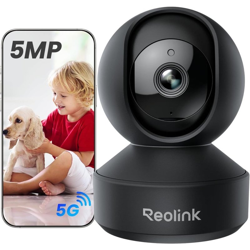 3k Indoor Wifi Surveillance Camera 360° Pt,Auto Tracking,Person/Pet/Crying Deterction,2.4/5 Ghz Wi-Fi,5mp Night Vision,Two-Way Audio For Baby,Elder,Animal,E1 Pro Black