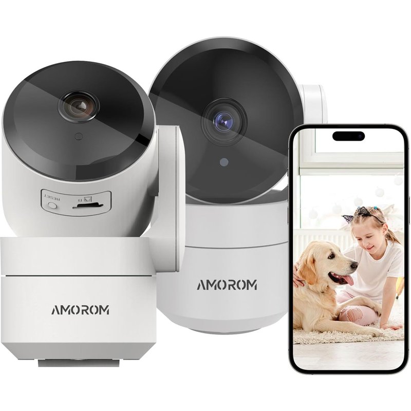 360° WiFi Camera Indoor Surveillance Camera with AI Motion Detection,Pan/Tilt,Night Vision,2.4 GHz WiFi,2 Pack